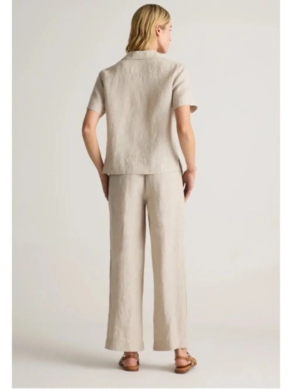 Quince 100% European Linen Wide Leg Cropped Pants Flax Womens Small Coastal NWT